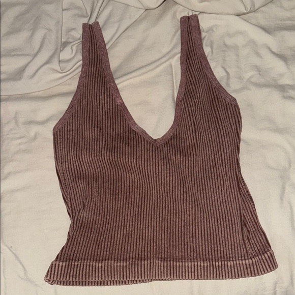 Ribbed Mauve Crop Top - Picture 1 of 4